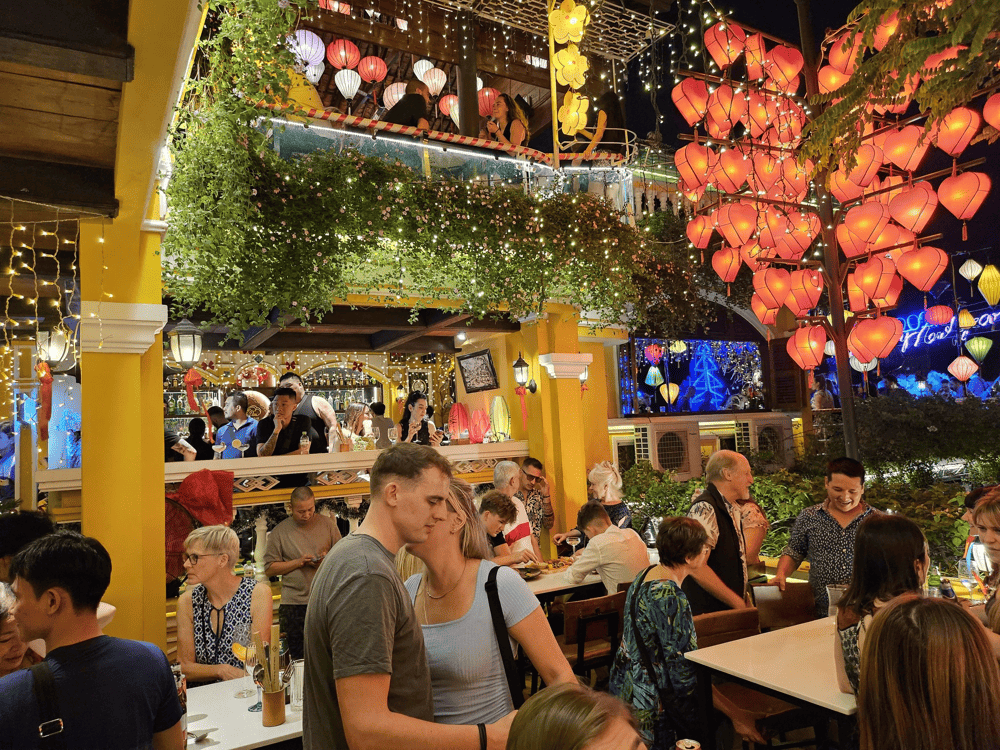 The View Rooftop evokes the charm of Hoi An Ancient Town with its vibrant lanterns and rustic wooden touches (Source: The View Rooftop Bar & Eatery)